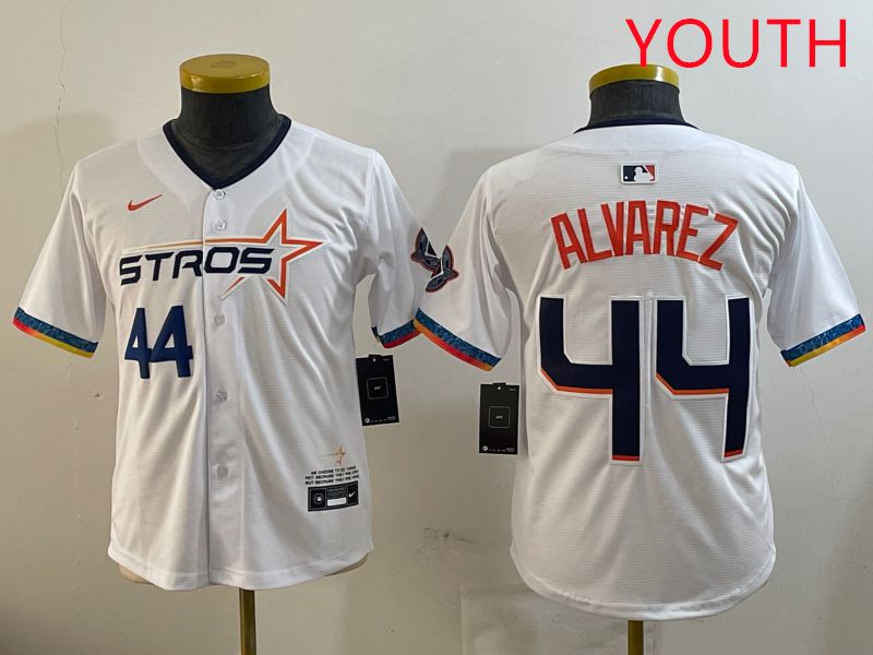 Youth Houston Astros #44 Alvarez White Fourth generation Joint Name 2025 Nike MLB Jersey style 3->youth mlb jersey->Youth Jersey